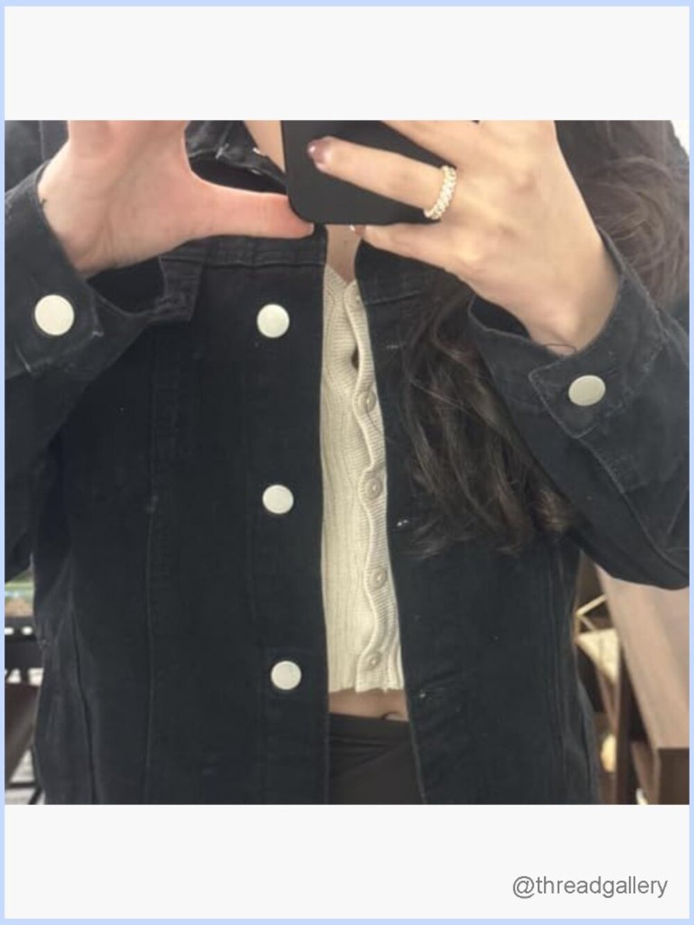 Oversized Distressed Long Sleeve Denim Trucker Jacket Coat with Pockets - Picture 4 of 7
